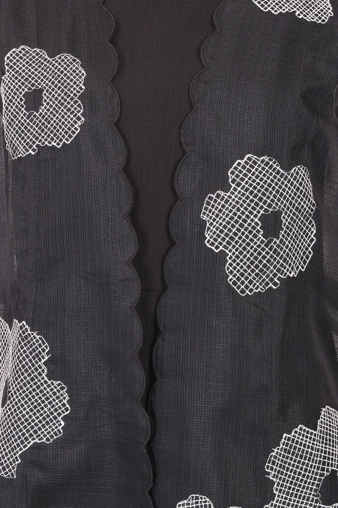 Black Embroidered Kota Sleeveless A-line Dress with Jacket