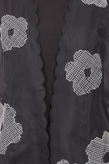 Black Embroidered Kota Sleeveless A-line Dress with Jacket