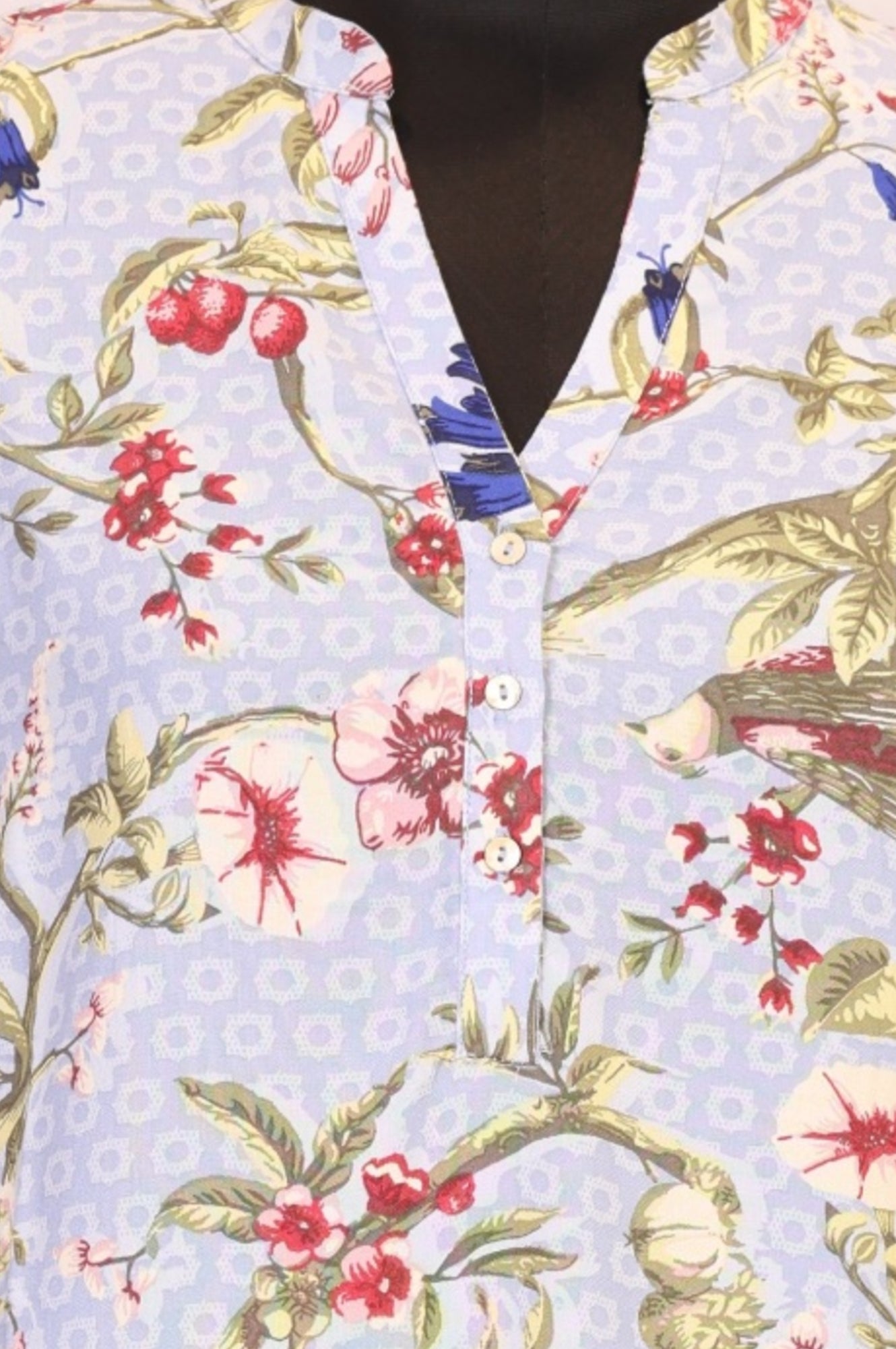 Blue Floral Printed Straight Rayon Kurta