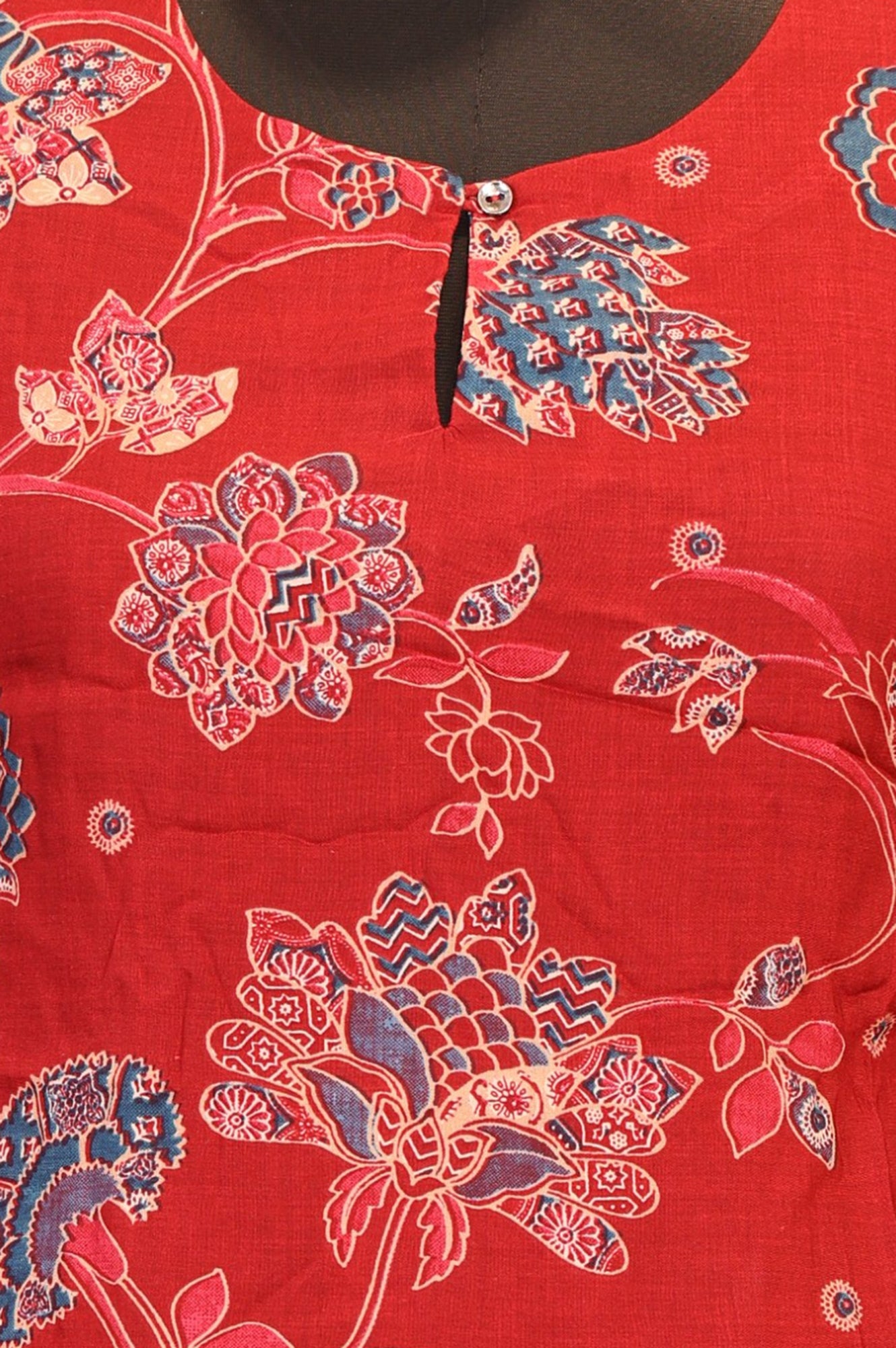 Rust Floral Printed Modal Straight Kurta