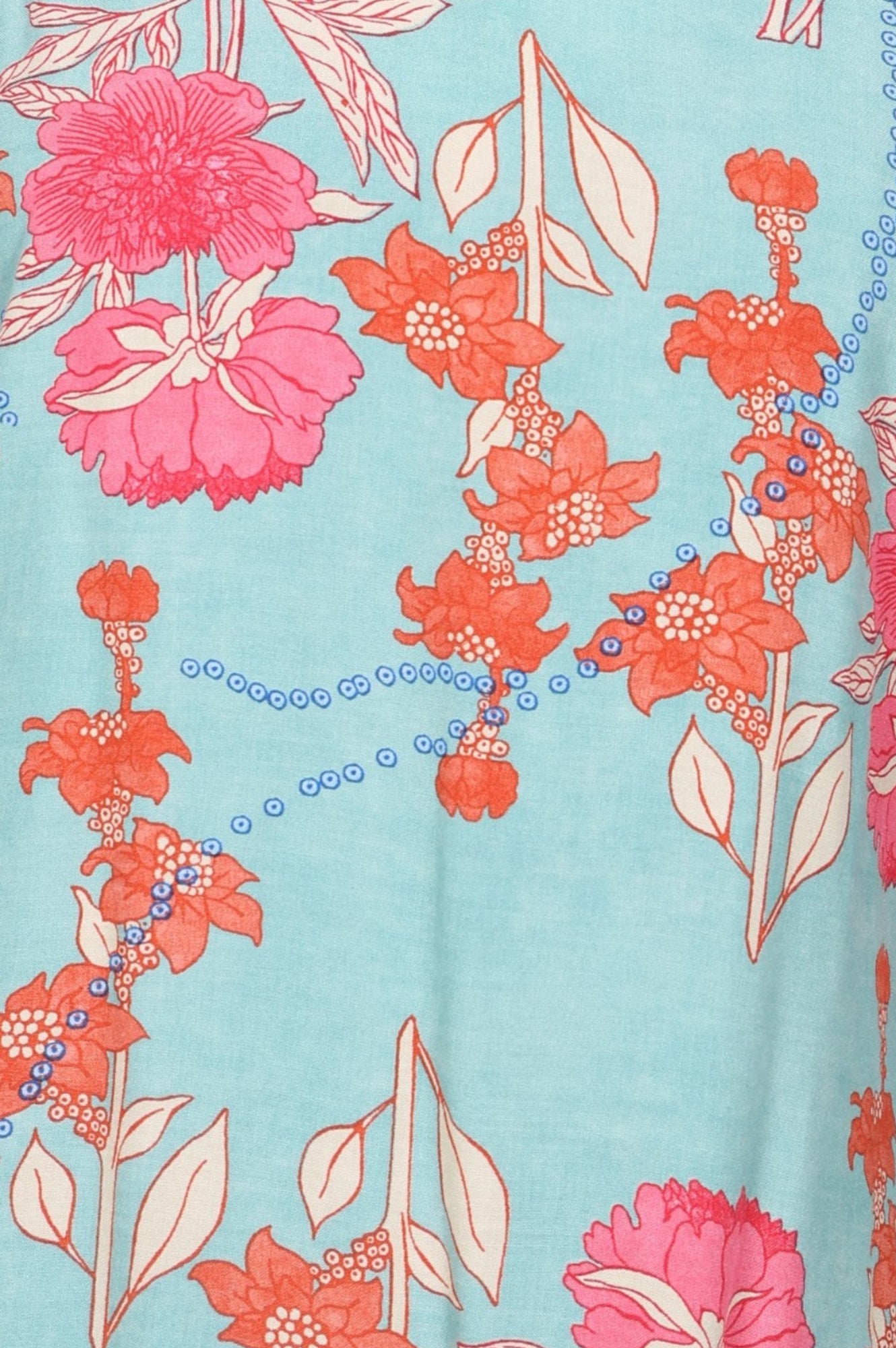 Turquoise Blue Floral Printed Lace Rayon Straight Kurta