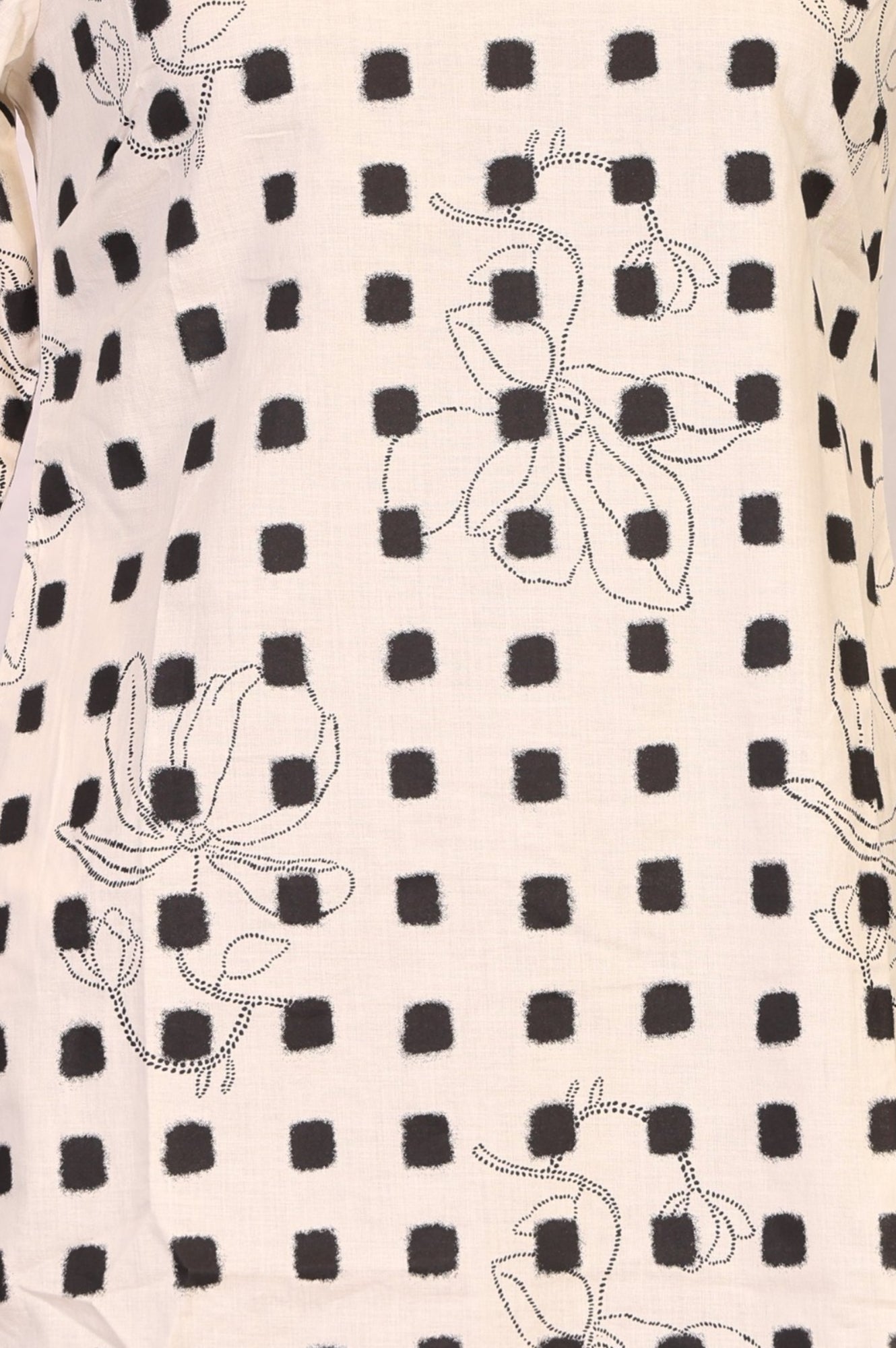 Off White Geometric Printed Pure Cotton Straight Kurta