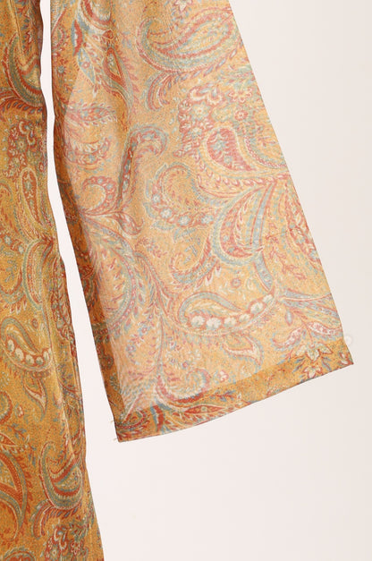 Mustard Paisley Embroidered Tissue Straight Kurta