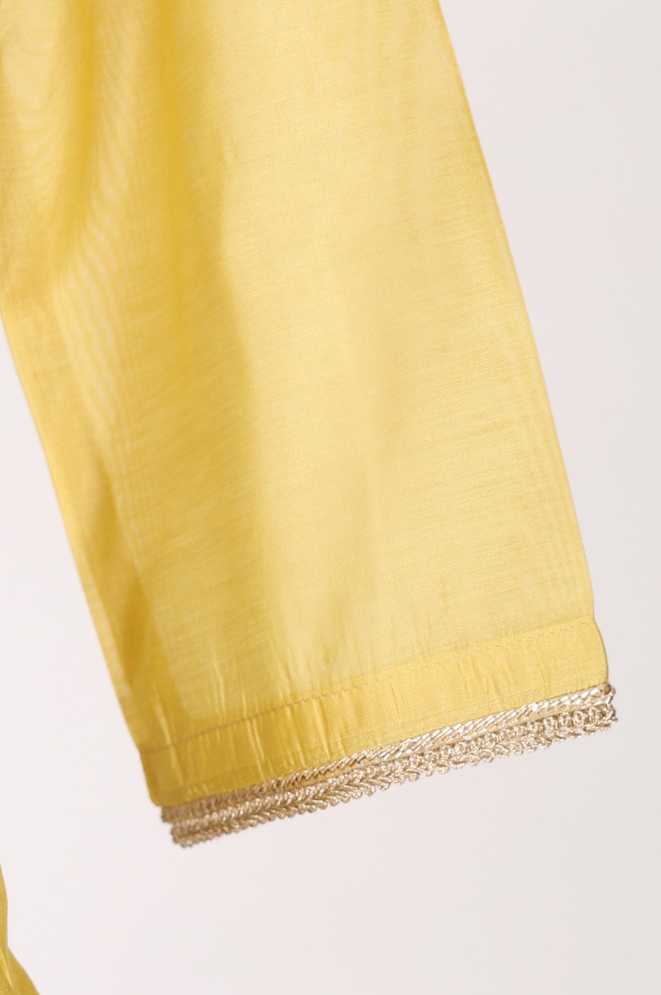 Yellow Embroidered Chanderi A-line Kurta