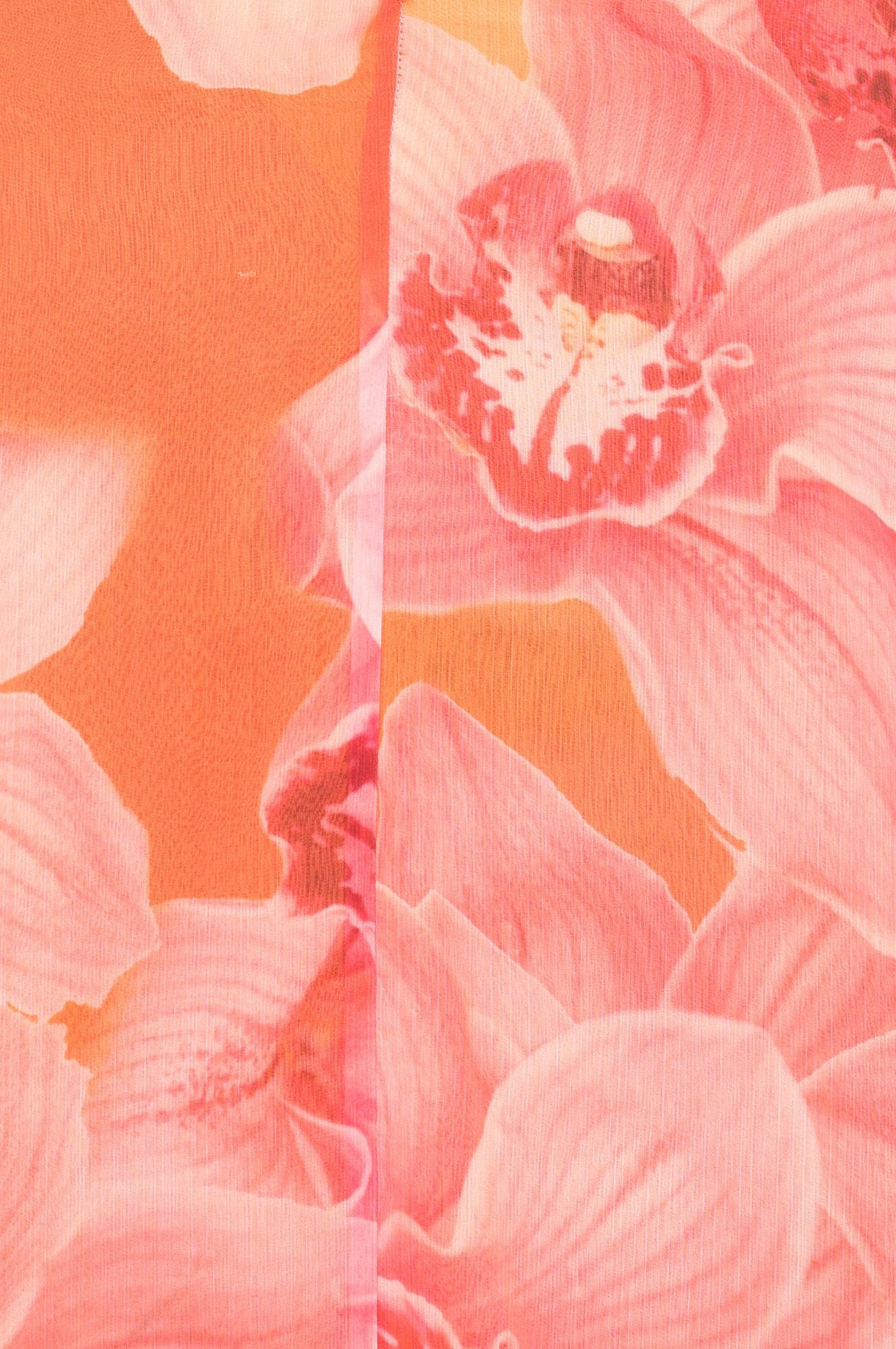 Orange Floral Printed Sleeveless Chiffon A-line Western Dress