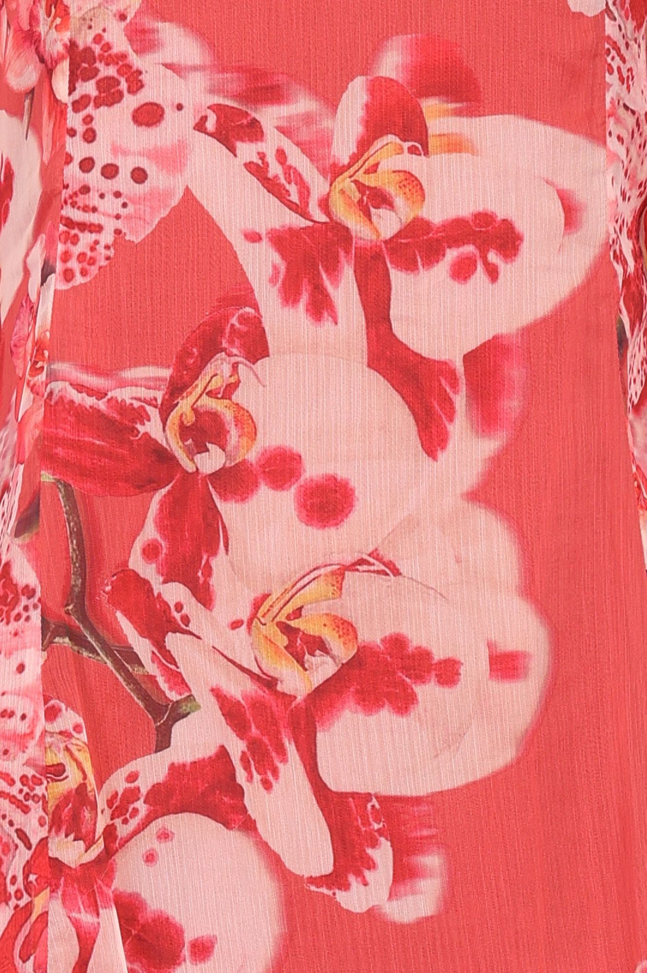 Red Floral Printed Chiffon Straight Kurta