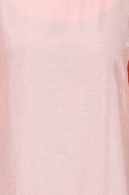 Pink Solid Rayon Flax Straight Kurta