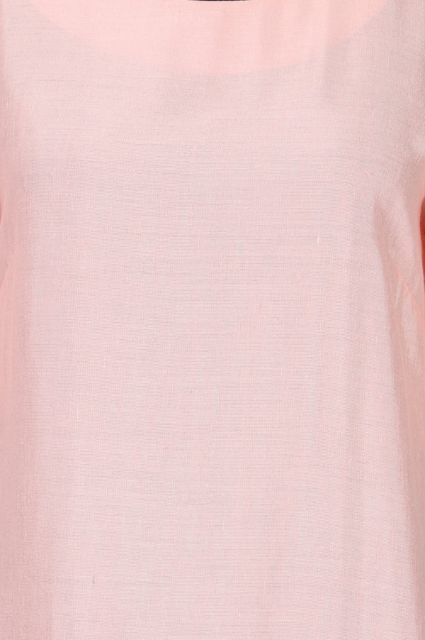Pink Solid Rayon Flax Straight Kurta