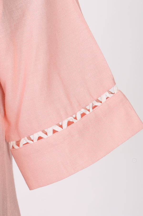 Pink Solid Rayon Flax Straight Kurta
