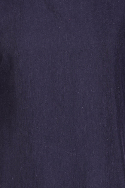 Navy Blue Solid Lace Rayon Flax A-line Kurta