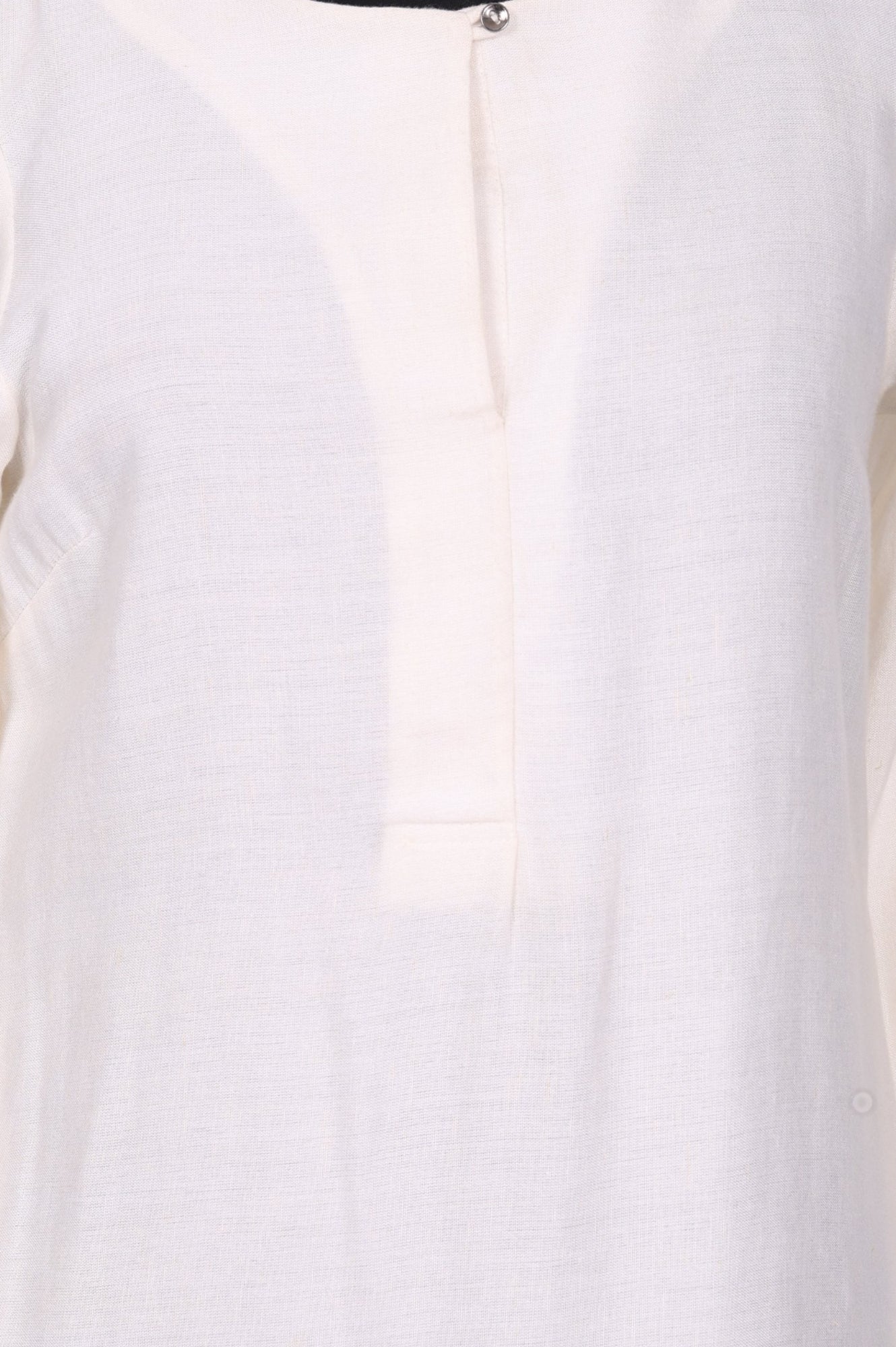 Off White Solid Rayon Straight Kurta