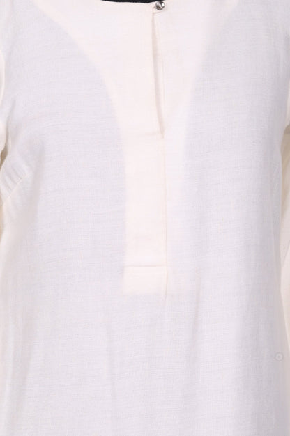 Off White Solid Rayon Straight Kurta