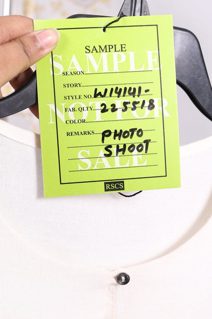 Off White Solid Rayon Straight Kurta