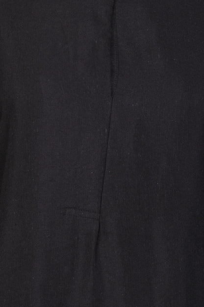Black Solid Rayon Straight Kurta