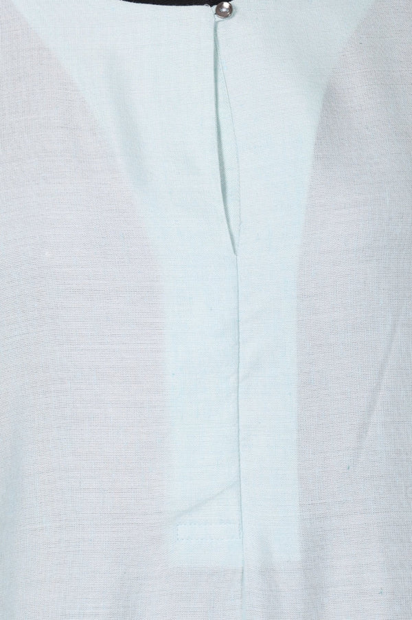 Blue Solid Rayon Straight Kurta