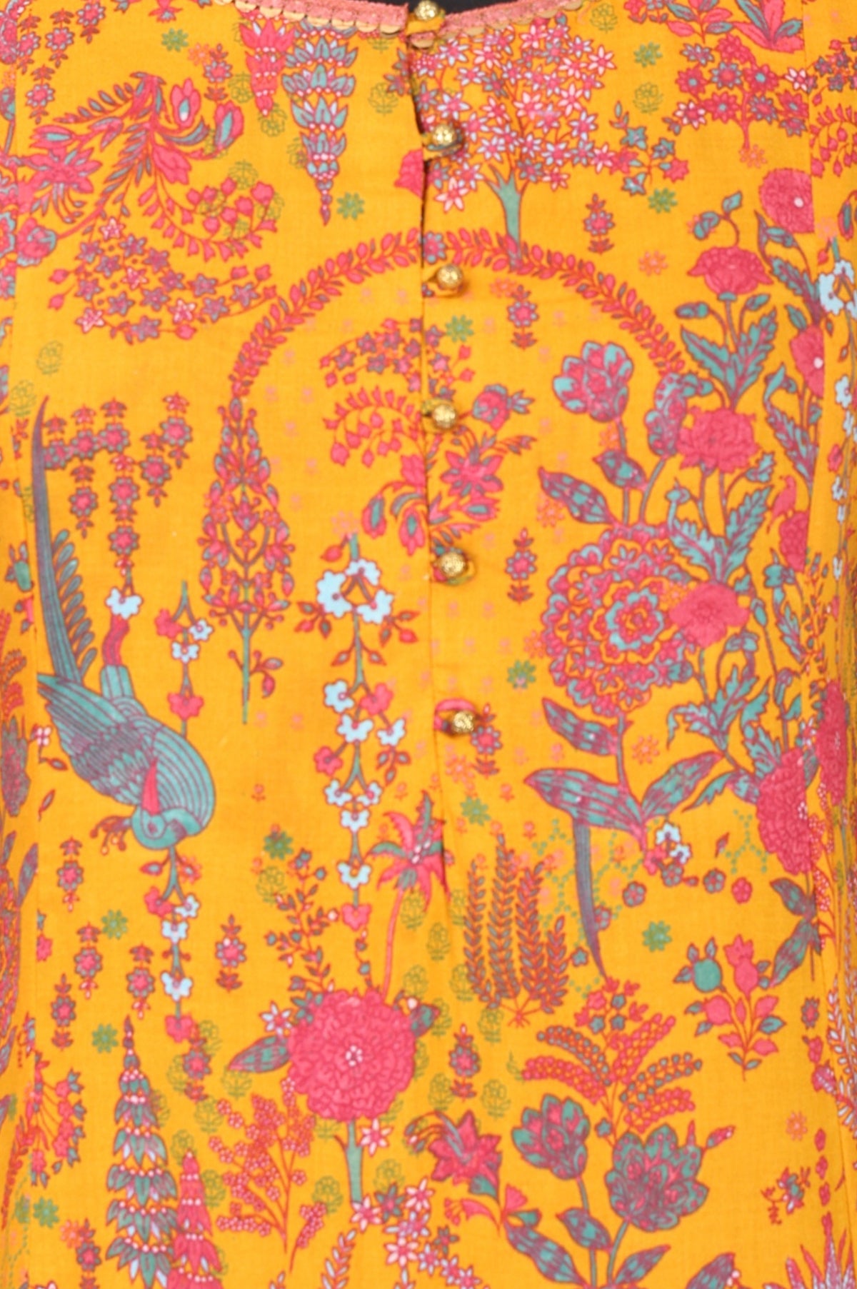Yellow Floral Printed Modal Straight Kurta