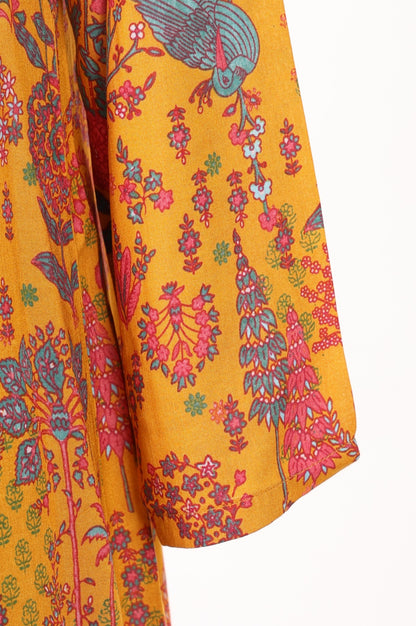 Yellow Floral Printed Modal Straight Kurta