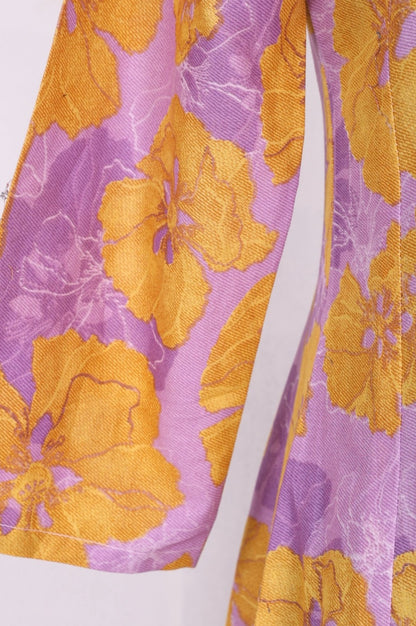 Lavender Bold Floral Printed Pure Cotton A-line Kurta