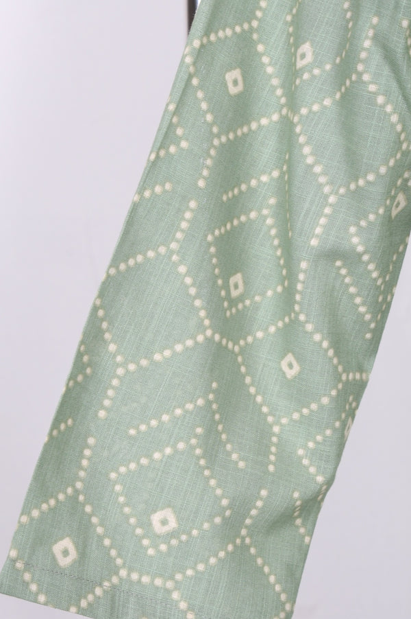 Sea Green Geometric Printed Pure Cotton Straight Kurta