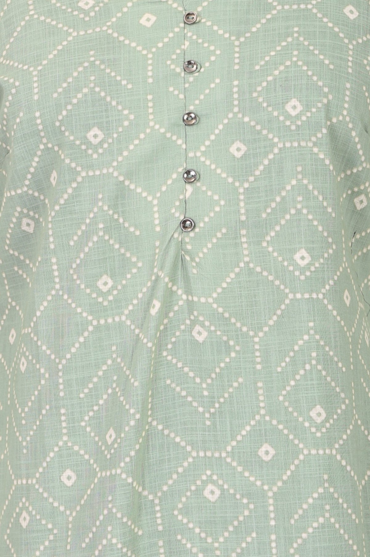 Sea Green Geometric Printed Pure Cotton Straight Kurta