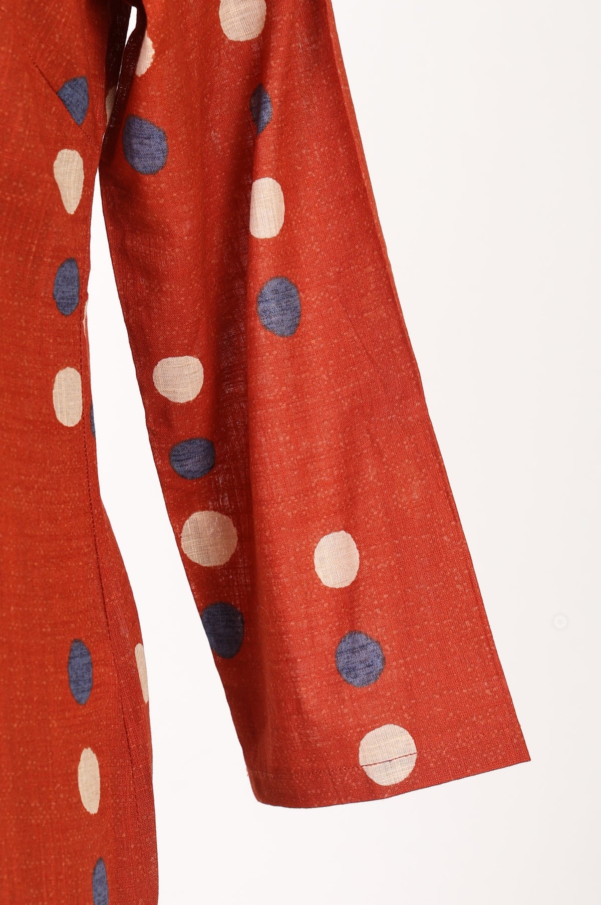 Rust Polka Dots Printed Pure Cotton Straight Kurta