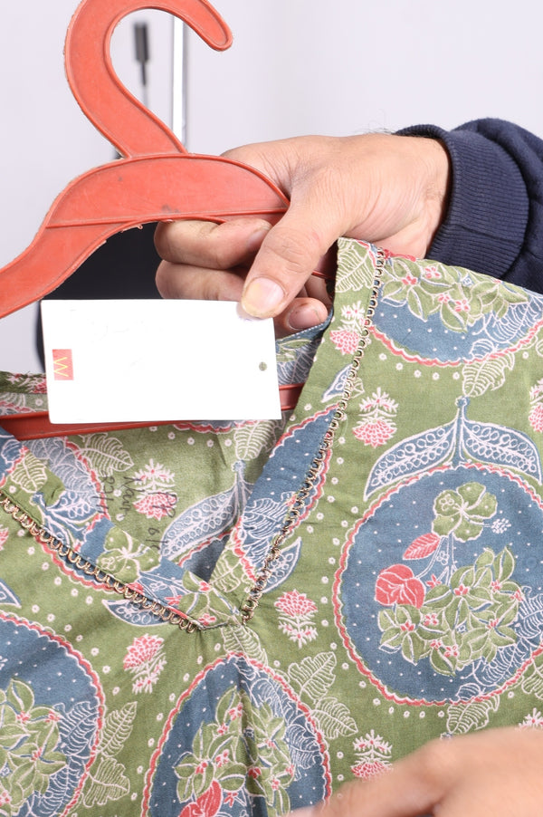 Green Floral Printed Modal Straight Kurta