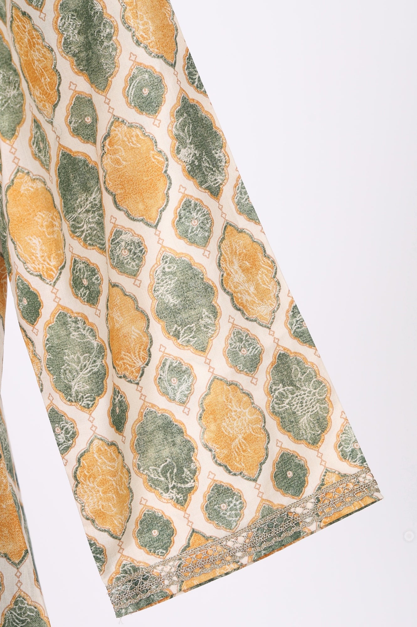 Cream Ethnic Motifs Pure Cotton Straight Kurta with Lace