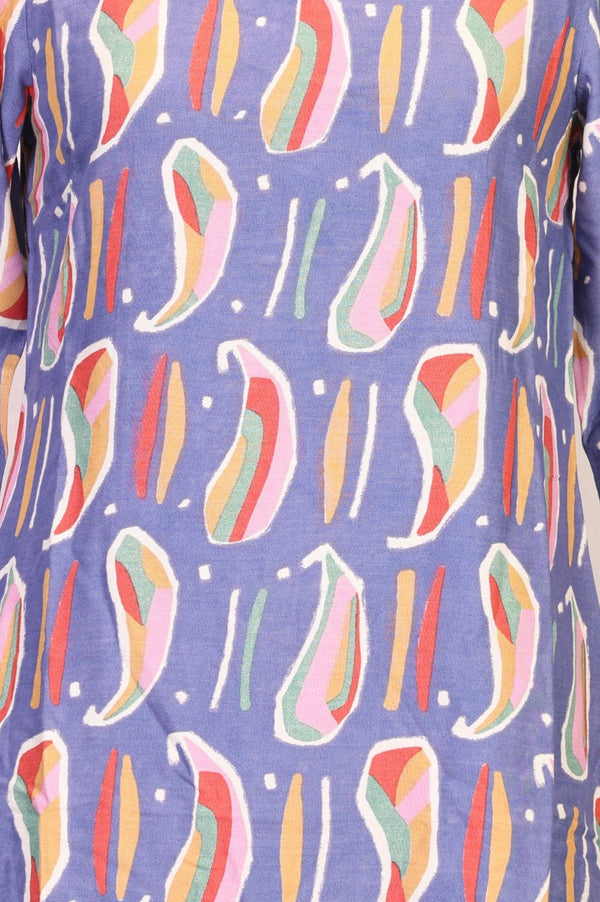 Purple Abstract Straight Kurta