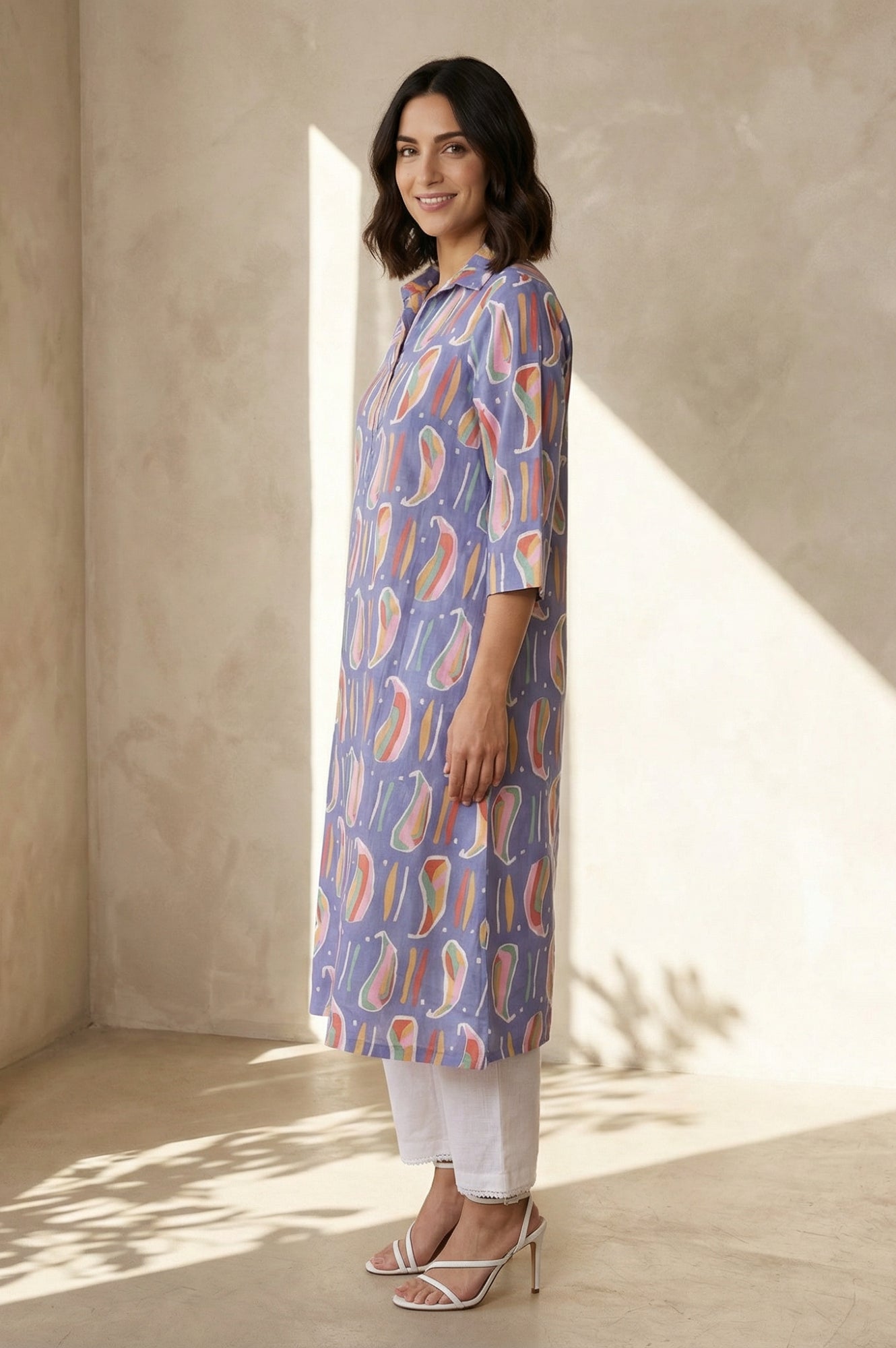 Purple Abstract Straight Kurta