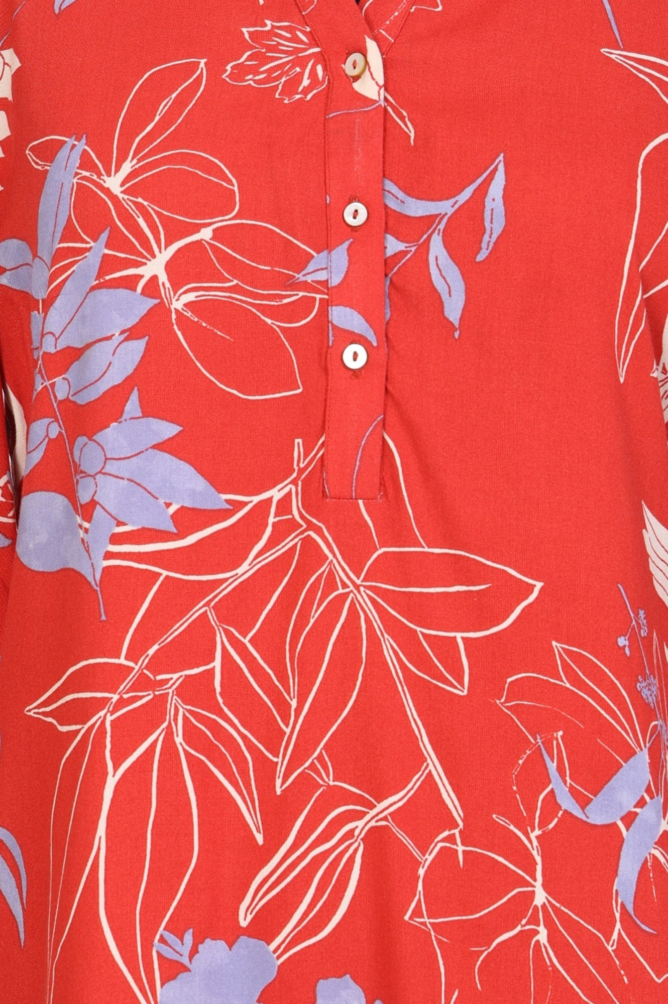 Red Floral Printed Rayon Straight Kurta