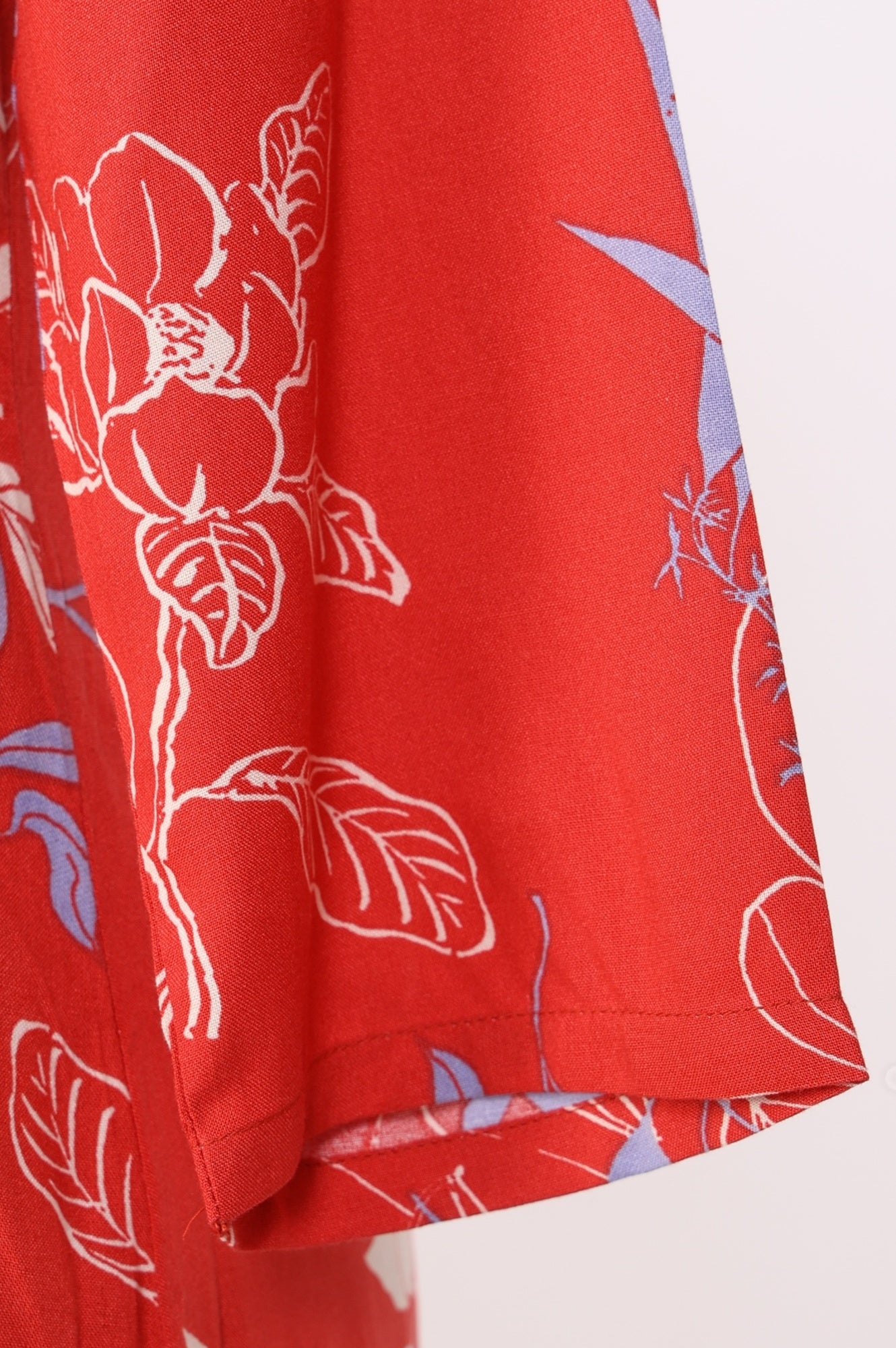 Red Floral Printed Rayon Straight Kurta