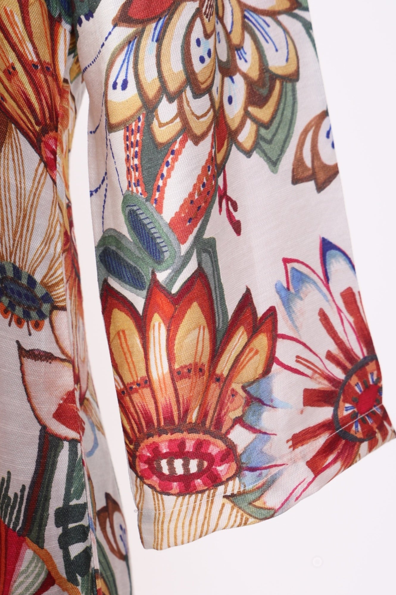 Off White Bold Floral Embroidered Straight Kurta