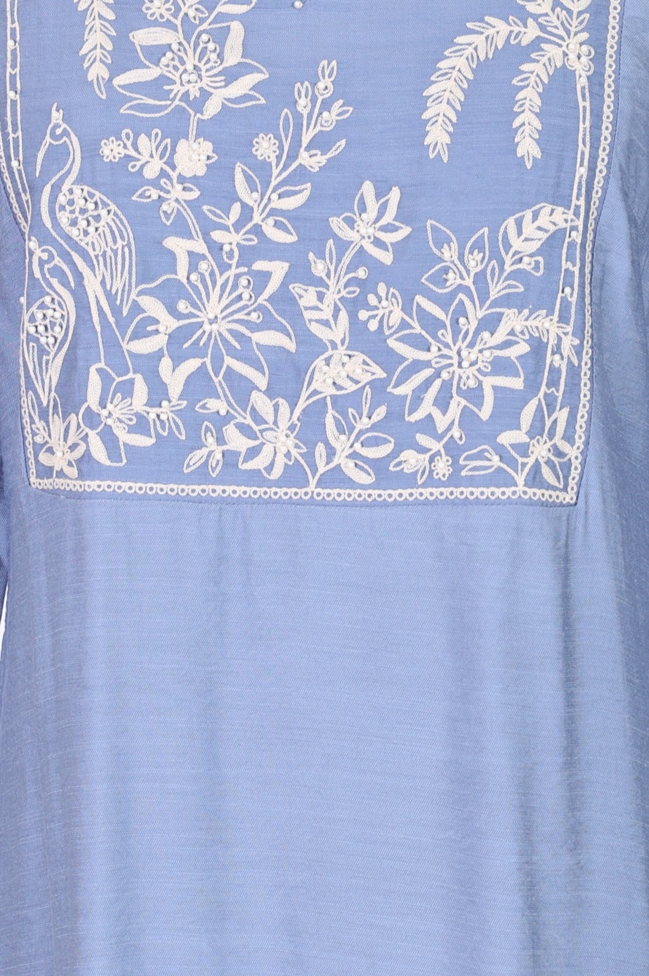 Blue Thread Embroidered Straight Kurta