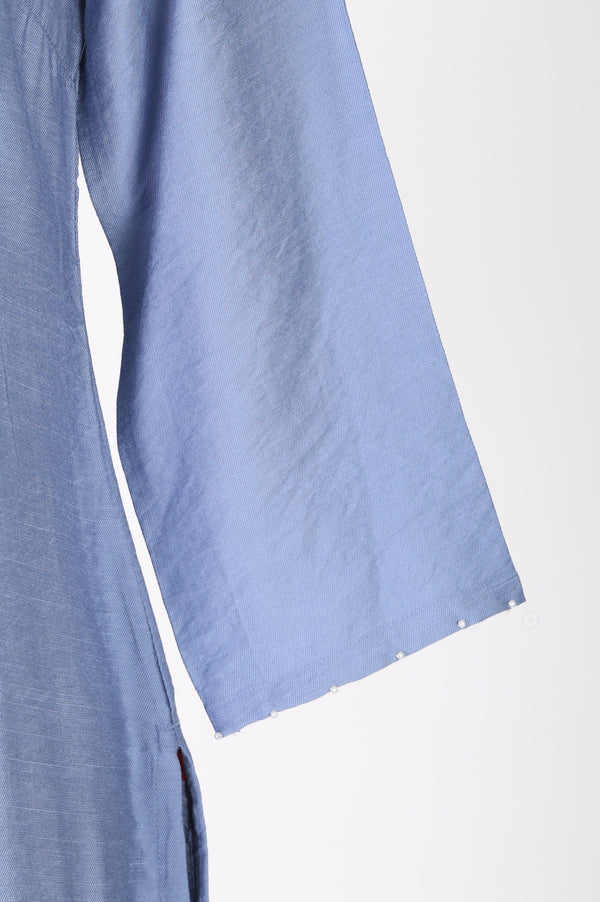 Blue Thread Embroidered Straight Kurta