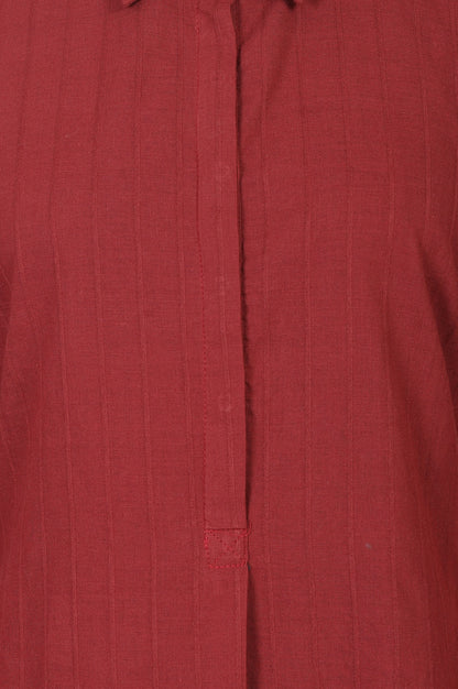 Maroon Solid Pure Cotton Straight Kurta