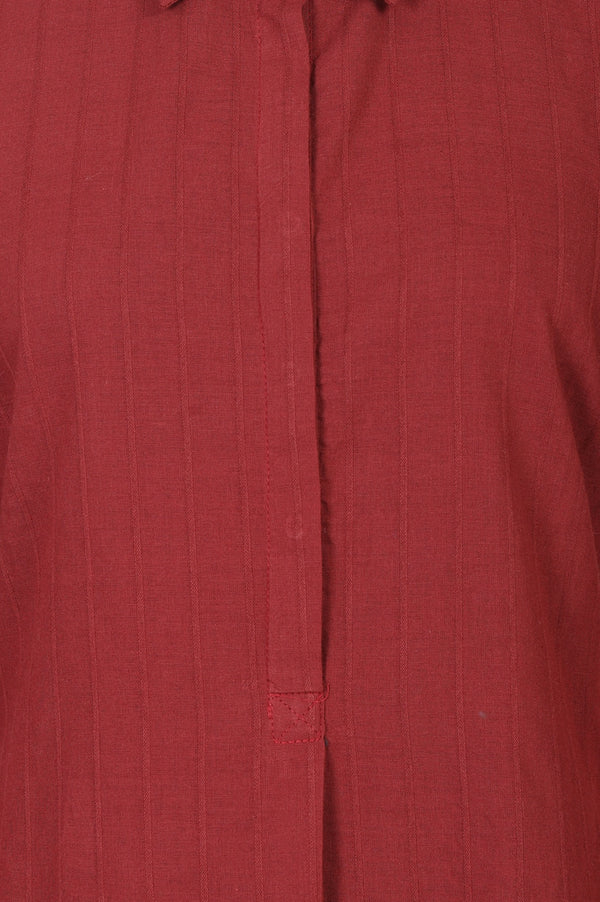 Maroon Solid Pure Cotton Straight Kurta