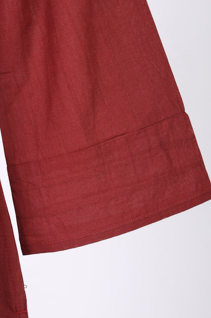 Maroon Solid Pure Cotton Straight Kurta