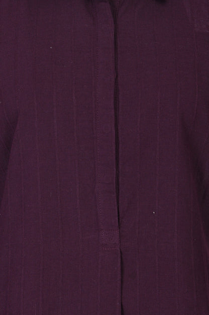 Burgundy Solid Pure Cotton Straight Kurta