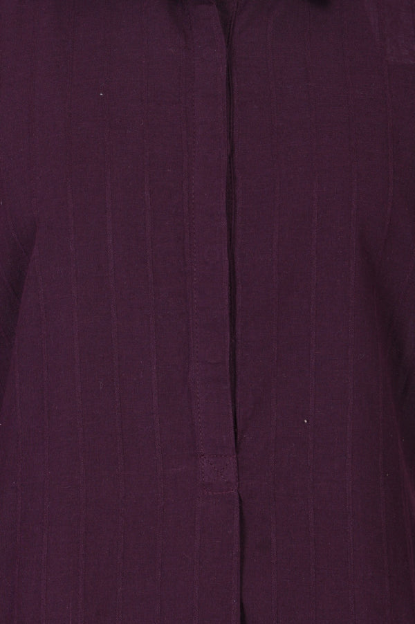Burgundy Solid Pure Cotton Straight Kurta