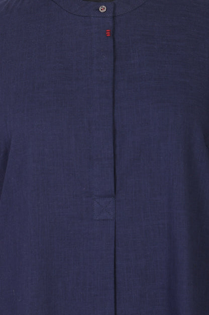 Navy Blue Solid Pure Cotton Straight Kurta