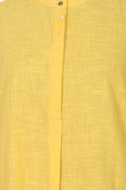 Yellow Thread Embroidered Pure Cotton Straight Kurta