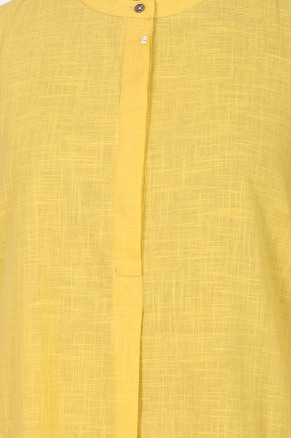 Yellow Thread Embroidered Pure Cotton Straight Kurta