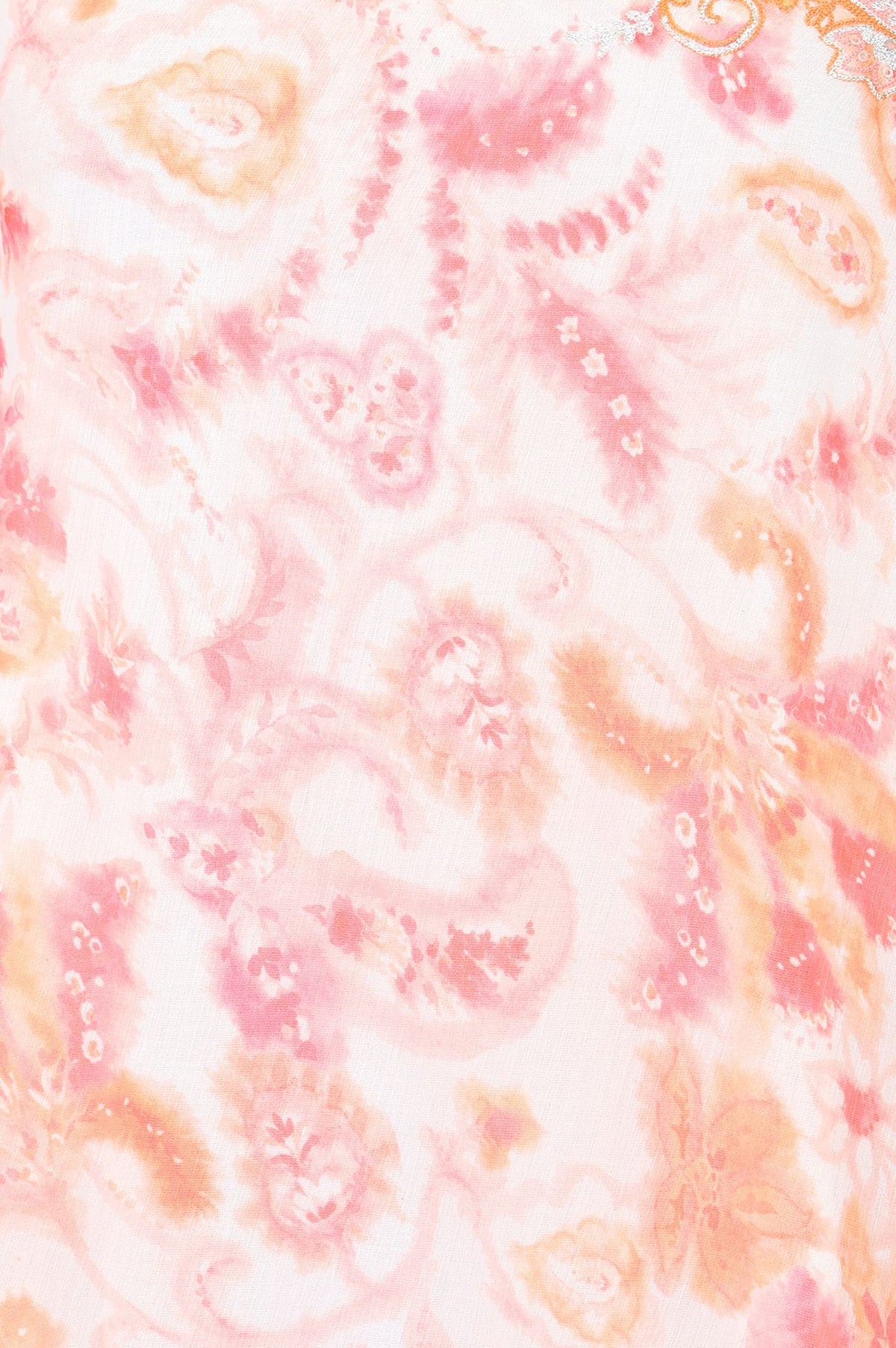Light Pink Floral Printed Embroidered Sleeveless Chiffon Western Dress