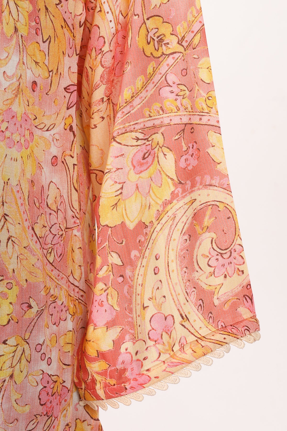 Peach Paisley Printed Modal Straight Kurta