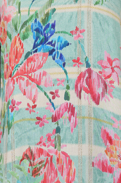Sea Green Floral Printed Straight Kurta