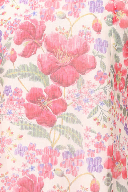Cream Floral Printed Organza A-line Kurta