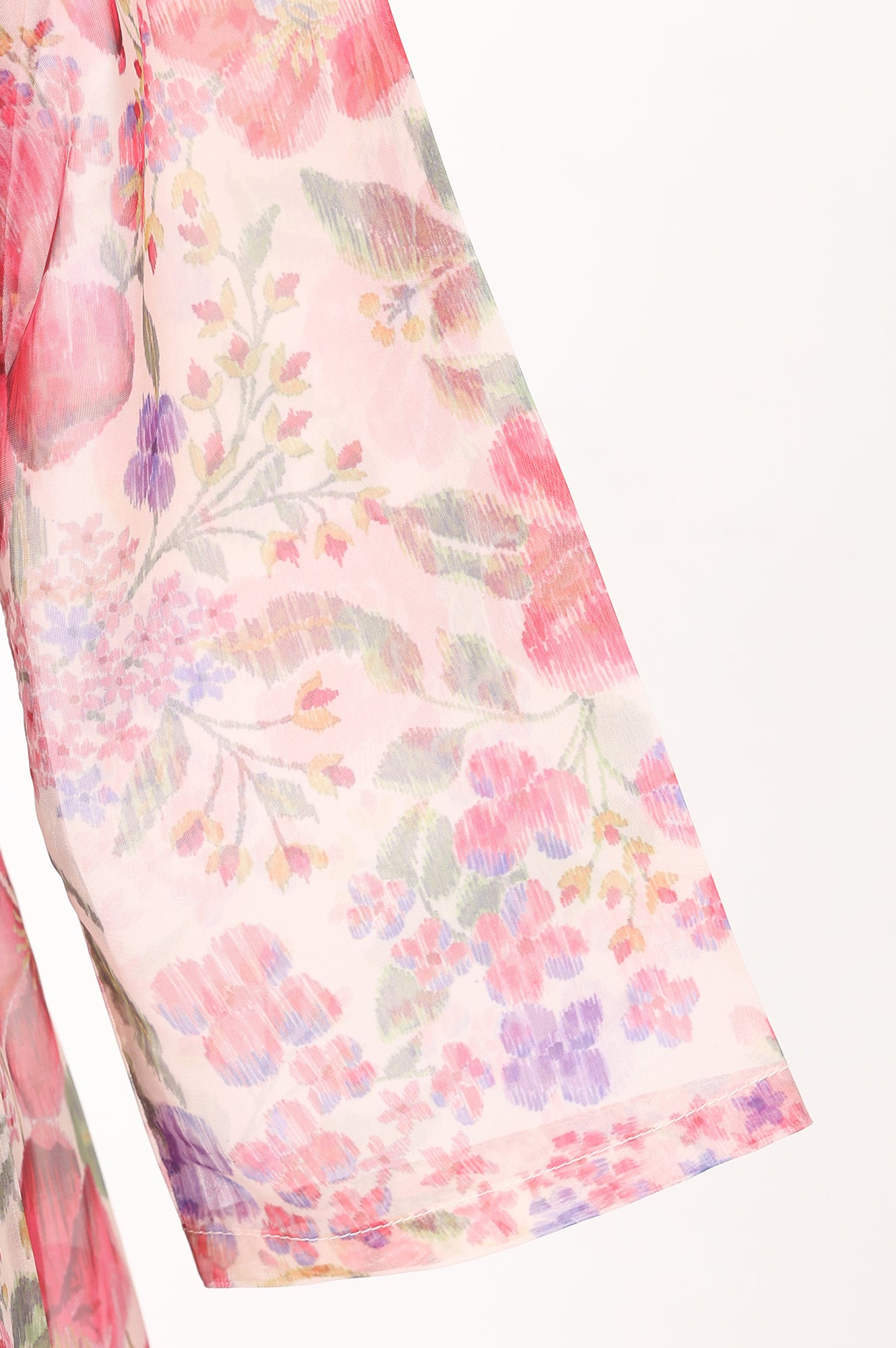 Cream Floral Printed Organza A-line Kurta