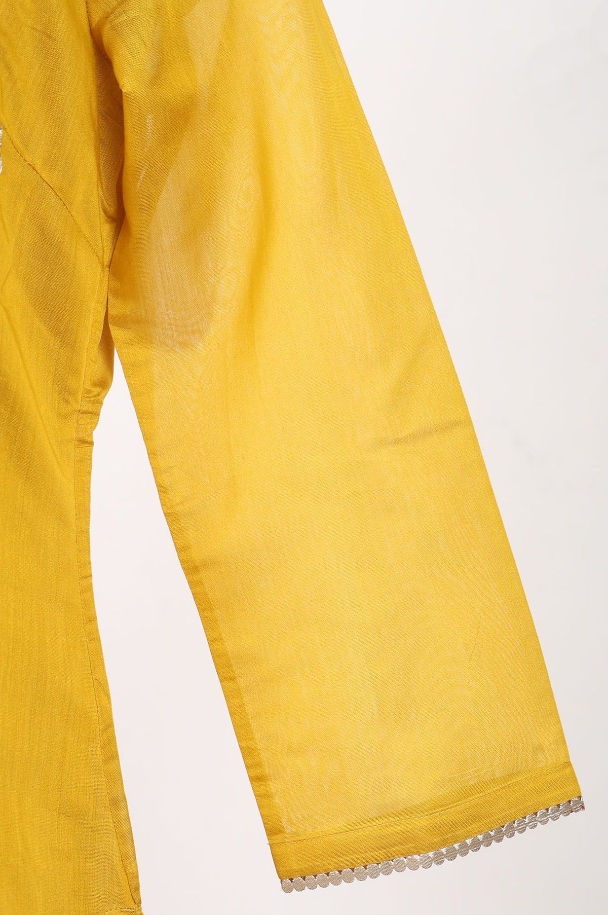 Yellow Embroidered Chanderi Straight Kurta