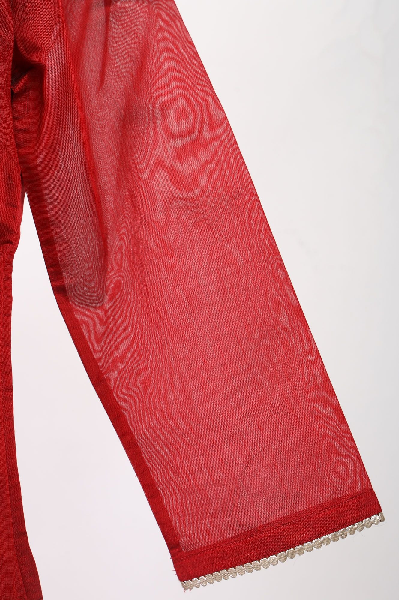 Red Embroidered Chanderi Straight Kurta