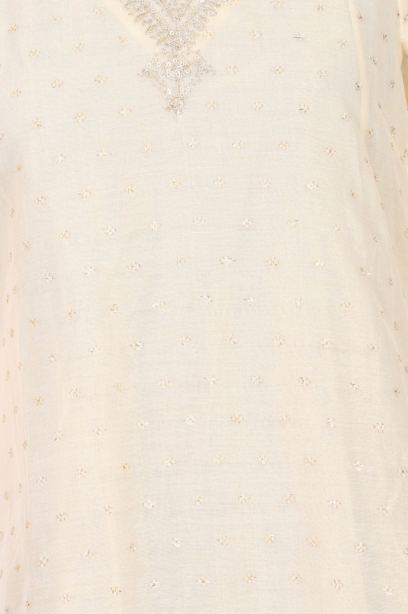 Off White Embroidered Sequin Straight Kurta